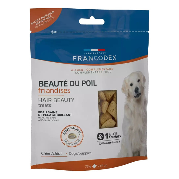 Francodex Przysmak dla psa - piękna sierść smak łososia 75 g