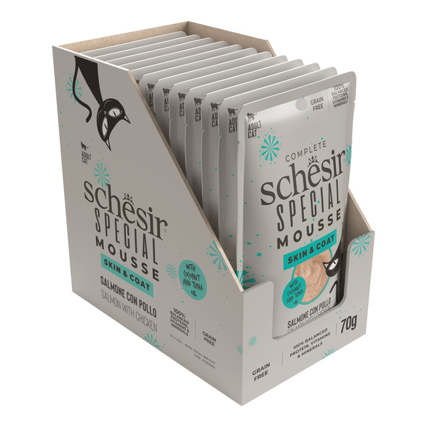 Schesir Special Mousse Skin&coat karma mokra dla kota łosoś 70 g