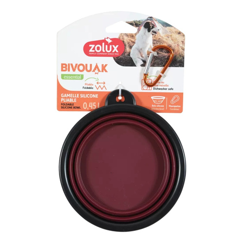ZOLUX Składana miska dla psa BIVOUAK 450 ml czerwona