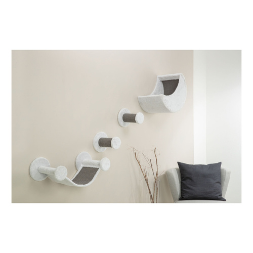 Trixie Zestaw ścienny, dla kota, biały/szary, plusz, 4 elementy