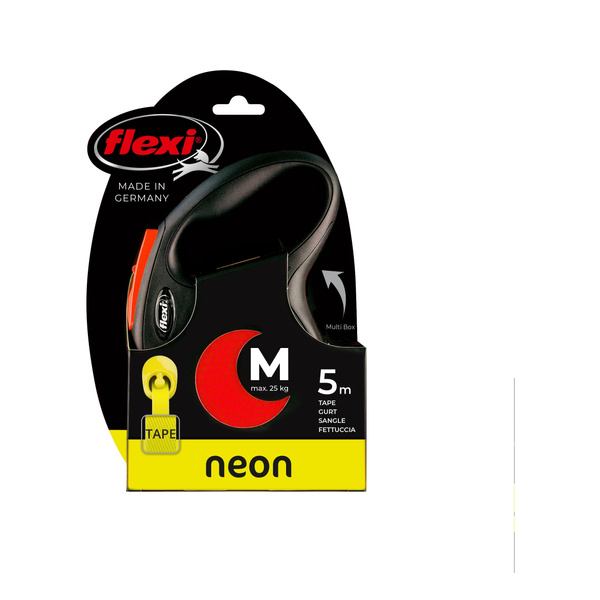 FLEXI Smycz automatyczna dla psa New Neon M taśma 5m kol. pomarańczowy