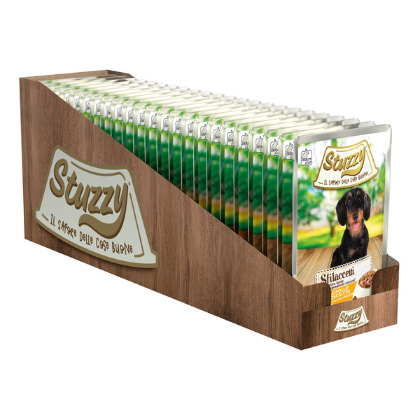 Stuzzy Sfilaccetti karma mokra dla psa kurczak/szynka 100 g