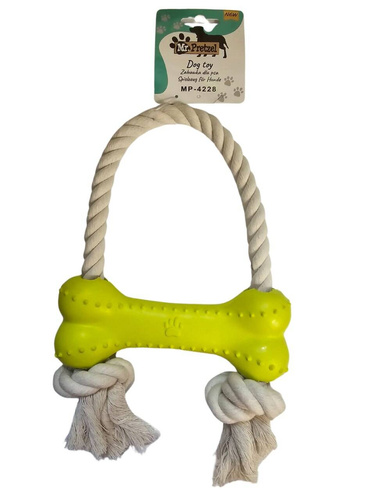 Mr. Pretzel Gryzak gumowy na sznurku dla psa Kość 18 cm