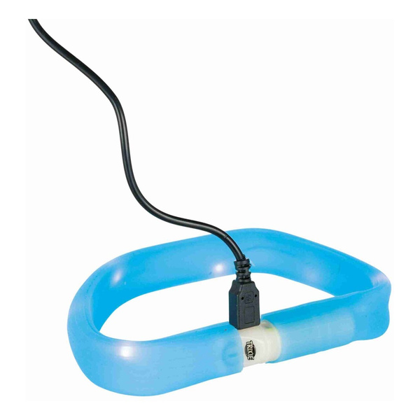 Trixie Obręcz z lampą błyskową USB, L-XL: 70 cm/30 mm, niebieska