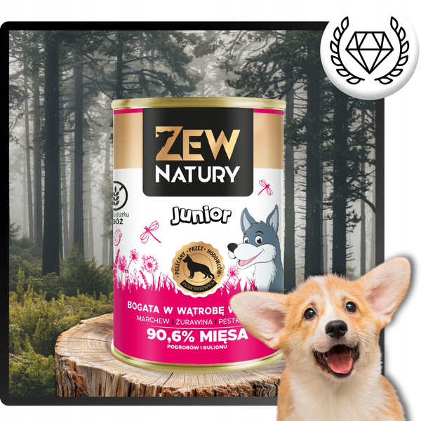Mokra Karma Dla Szczeniat Bogata w Wątrobę Wołową Puszka 400g Zew Natury