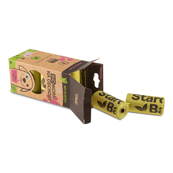 STARCHBAG Kompostowalne BIOworki na odchody 1 rolka x 15szt, kol. zielony