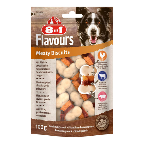 8in1 Przysmak dla psa mięsne ciasteczka FLAVOURS 100g