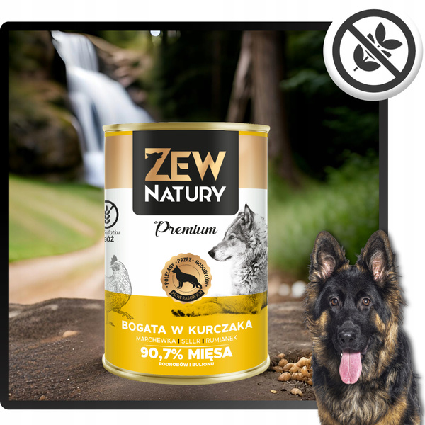 Mokra Karma Dla Psa Bogata w Kurczaka Puszka 400g Zew Natury PREMIUM
