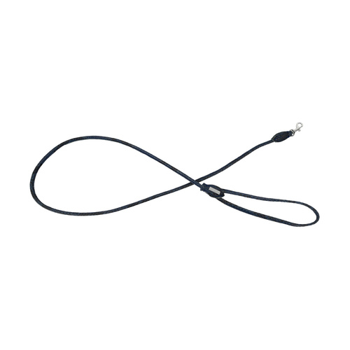 Barry King Smycz dla psa okrągła, Serpente, granatowa, skórzana nikiel, 6mm/120cm