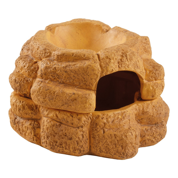 Eao Terra Big Rock kryjówka z miską do terrarium ceramiczna S 11x13x8 cm 20 ml