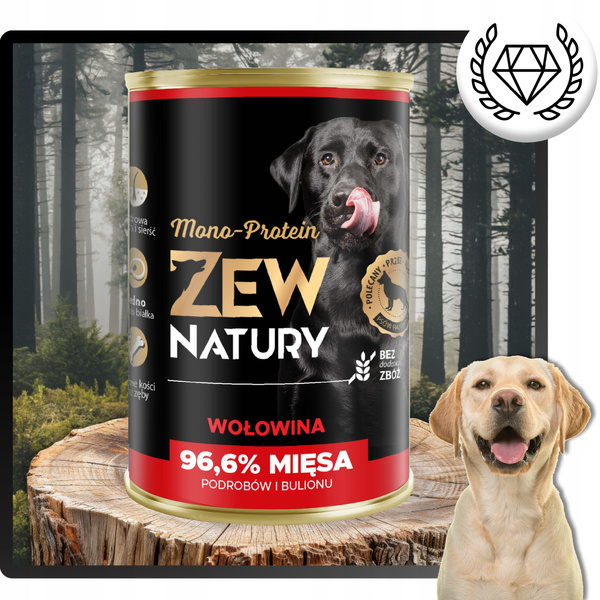 Mokra Karma Dla Psa Wołowina Puszka 400g Zew Natury MONO-PROTEIN