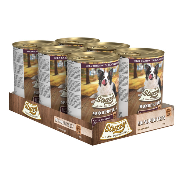 Stuzzy Monoprotein karma mokra dla psa świeże mięso z dzika z jeżynami pasztet 400 g