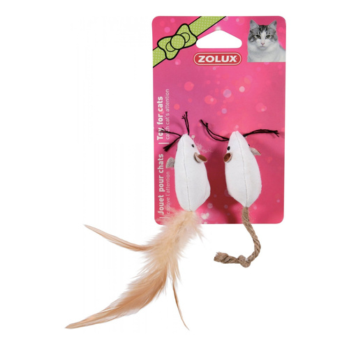 ZOLUX Zabawka dla kota, 2 myszy z piórkami 5 cm