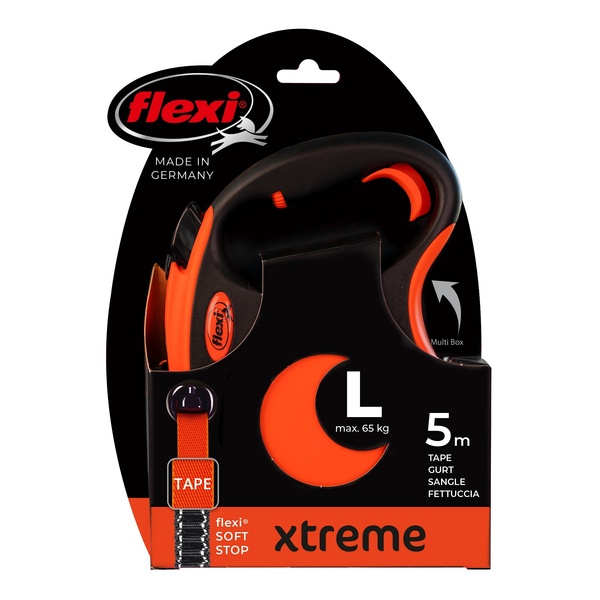 FLEXI Smycz automatyczna dla psa XTREME L taśma 5 m kol. pomarańczowy