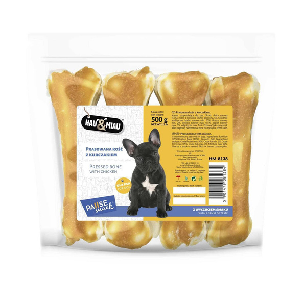 Hau Miau KOŚĆ Prasowana z Kurczakiem dla psa 500g
