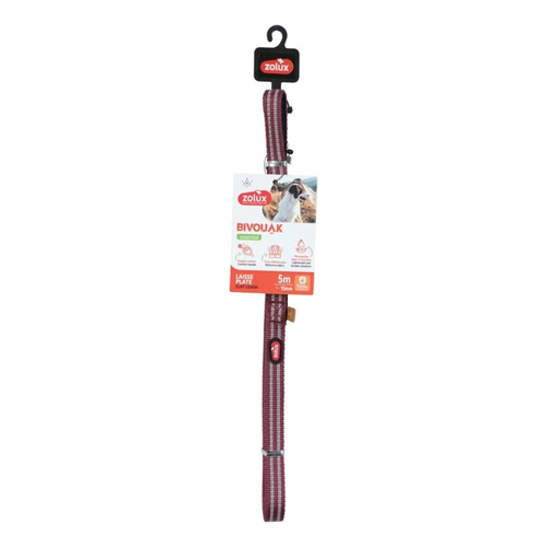 ZOLUX Smycz płaska dla psa BIVOUAK 15mm/5m czerwona