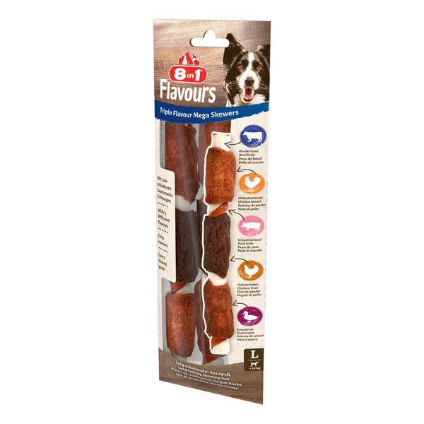 Przysmak 8in1 Triple Flavour szaszłyki do żucia dla psa 160 g