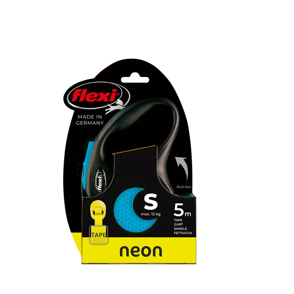 FLEXI Smycz automatyczna dla psa New Neon S taśma 5 m kol. niebieski