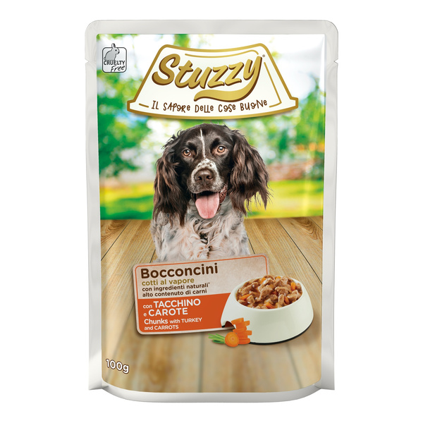 Stuzzy Bocconcini karma mokra dla psa indyk z marchewką kawałki 100 g