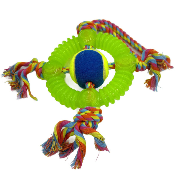 Mr. Pretzel Szarpak Gryzak dla psa Kółko ze sznurem 13cm