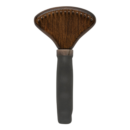 Ekskluzywne zgrzebło, dla zwierząt, drewno bukowe, stalowe piny, tworzywo TPR, wym.9,5x17,5cm