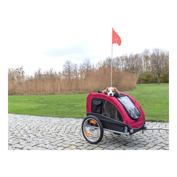 Trixie Przyczepka rowerowa, czerwono-czarna, M: 63 × 68 × 75/137 cm