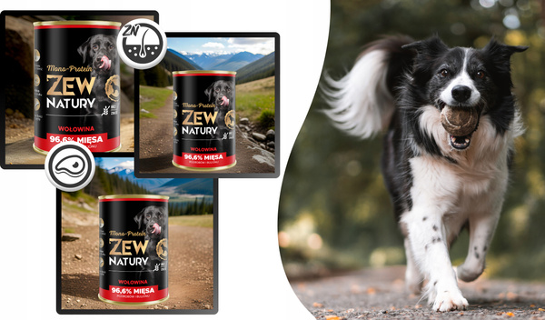 Mokra Karma Dla Psa Wołowina Puszka 400g Zew Natury MONO-PROTEIN