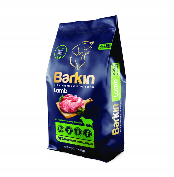 Karma sucha PREMIUM dla psa BARKIN JAGNIĘCINA 15KG