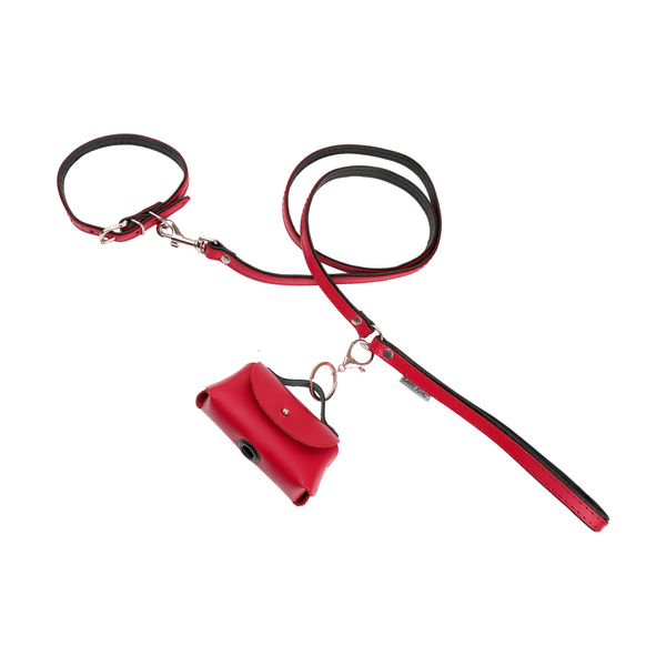 Barry King Obroża skórzana dla psa,czerwony/czarny, M-L, 16mm/45cm