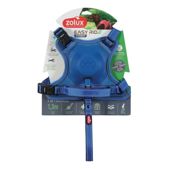 ZOLUX Szelki dla psa ze smyczą automatyczną Easyride XL niebieskie