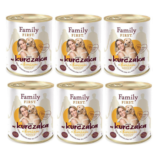 Family First KURCZAK z burakami dla Psa 6 x 800g