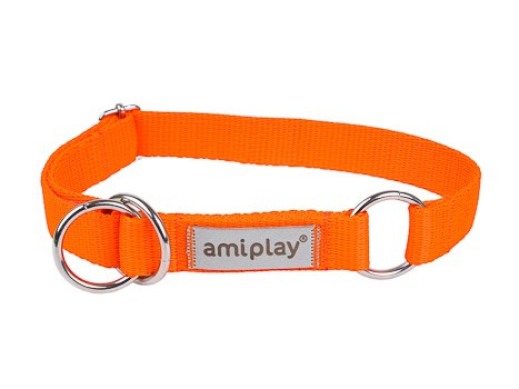 amiplay Obroża SAMBA półzaciskowa L 35-50x2,5cm Pomarańczowy