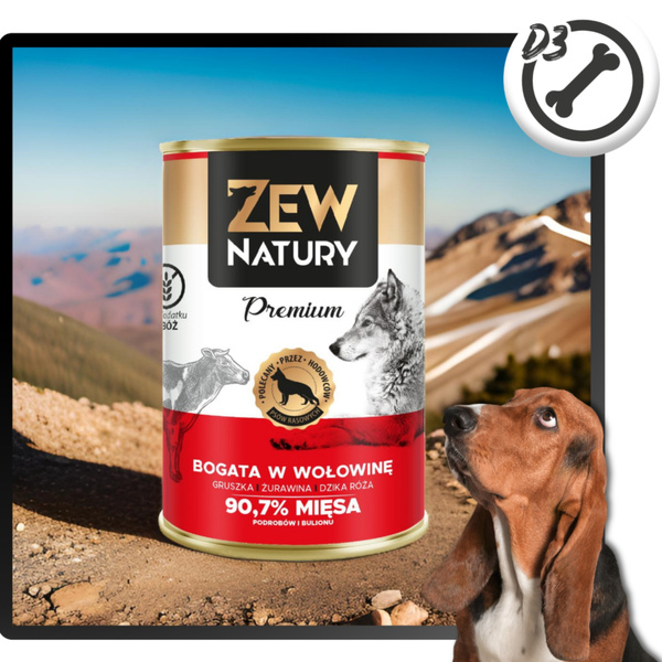 Mokra Karma dla Psa ZEW NATURY 800g Bogata w Wołowinę Dla Dorosłych Psów
