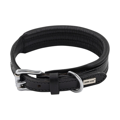 Barry King obroża skórzana, xs 27-33 cm x 22 mm, czarny,  przeszywana