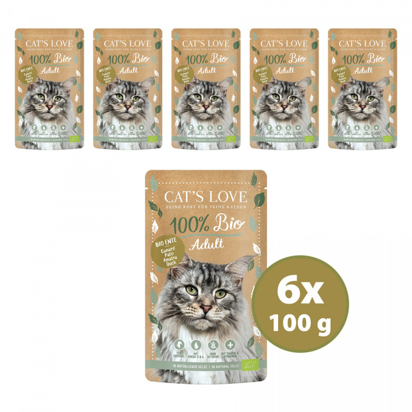 CAT'S LOVE Bio Duck - ekologiczna kaczka w naturalnej galaretce (6 szt. x 100g)