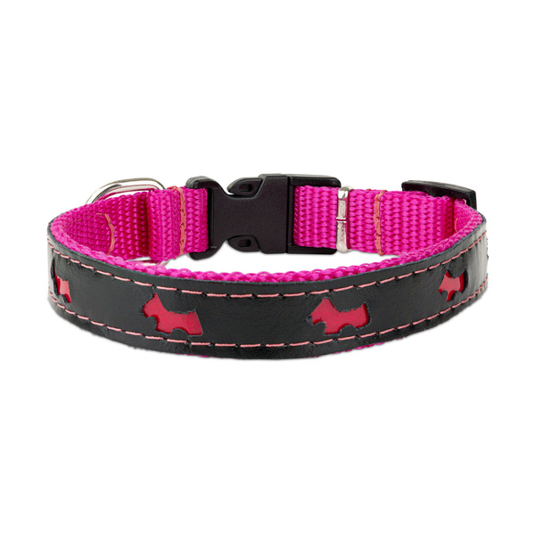 Barry King obroża dla psa, wzór pieski, odblaskowa plastik 25mm/57cm różowa
