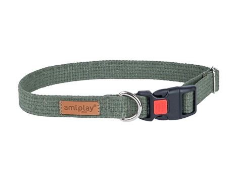 amiplay Obroża regulowana z blokadą Cotton XL 45-70x3cm Khaki