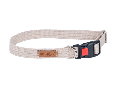 amiplay Obroża regulowana z blokadą Cotton M 35-50x2cm Beżowy