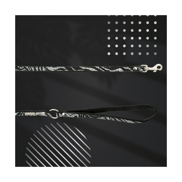 Barry King Smycz dla psa, Equilibre, Czarna Zebra, skórzana nikiel, 13mm/120cm
