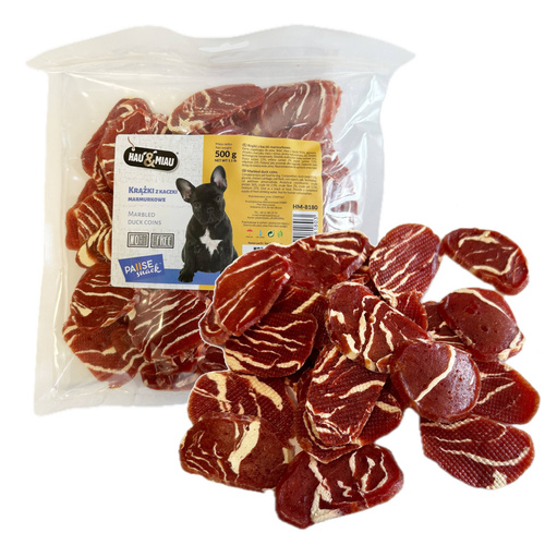 Hau Miau krążki z KACZKI marmurkowe przysmak dla psa 500g