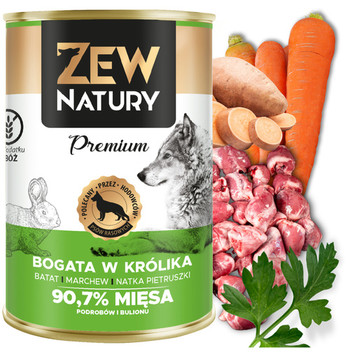 Mokra Karma Dla Psa Bogata w Królika Puszka 400g Zew Natury PREMIUM