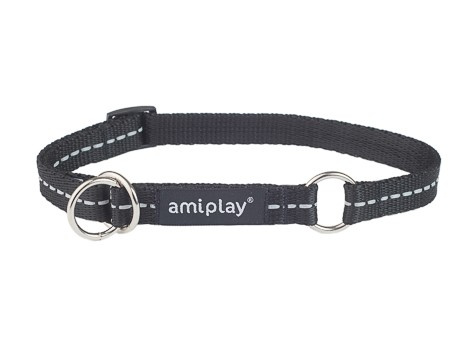 amiplay Obroża półzaciskowa Reflective M 25-40x1,5cm Czarny