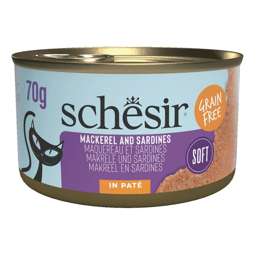 Schesir Cat Can Grill karma mokra dla kota pasta z sardynek i makreli 70g
