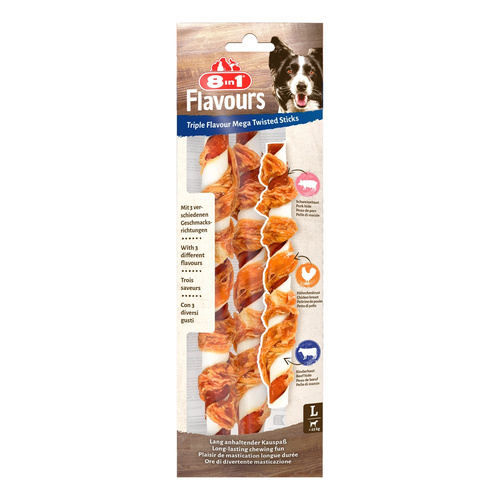 Przysmak 8in1 Triple Flavour skręcane pałeczki do żucia dla psa 140 g