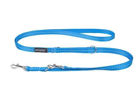 amiplay Smycz regulowana 6in1 Reflective M 100-200x1,5cm Niebieski
