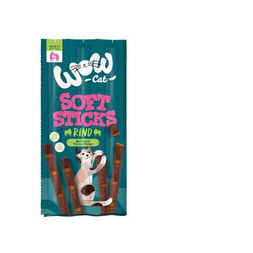 WOW CAT Soft Sticks Rind - miękkie przysmaki z wołowiną dla kota (6x5g)