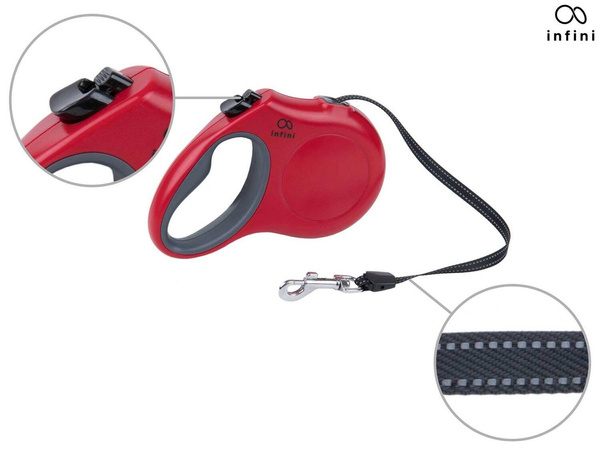 amiplay Smycz automatyczna Infini Freedom M 5m/ 15kg Czerwony