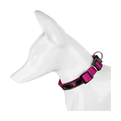 Barry King obroża dla psa, wzór pieski, odblaskowa plastik 20mm/35cm różowa