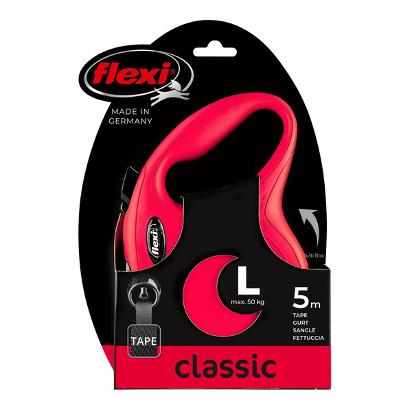 FLEXI Smycz automatyczna dla psa NEW CLASSIC L 5 m taśma czerwona
