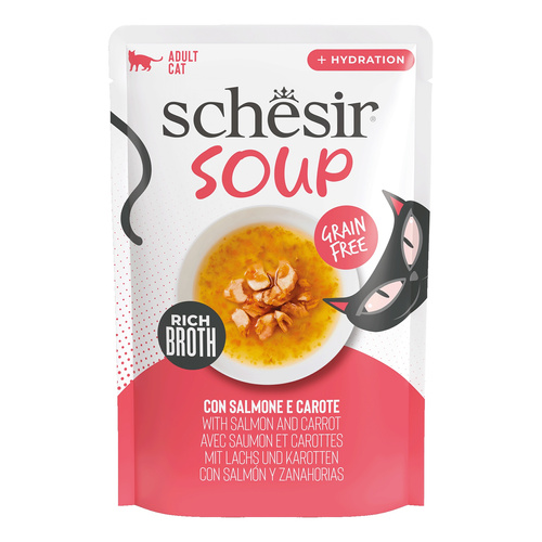 Schesir Soup karma mokra dla kotów zupa łosoś z marchewką 40 g